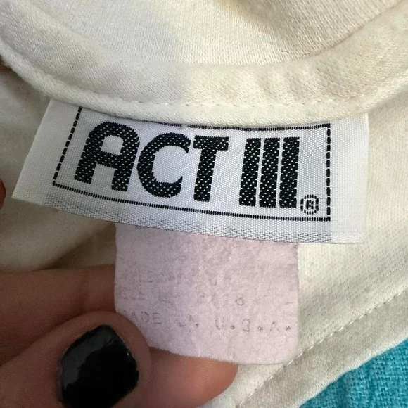 Vintage 70s Act III chevron color block blouse M/L - Picture 6 of 7